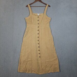 Tan Button-Down Midi Dress